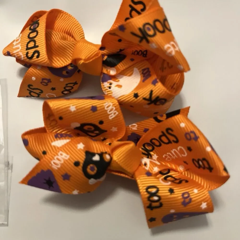 Adorable Kids Girls Halloween Hair Bows And Bracelet Set New Adorable